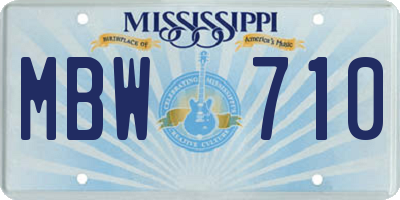 MS license plate MBW710