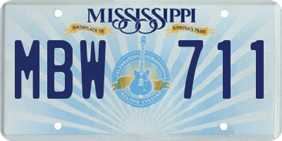 MS license plate MBW711