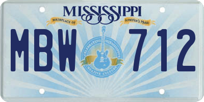 MS license plate MBW712