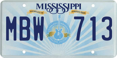 MS license plate MBW713