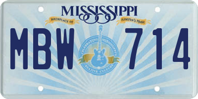 MS license plate MBW714