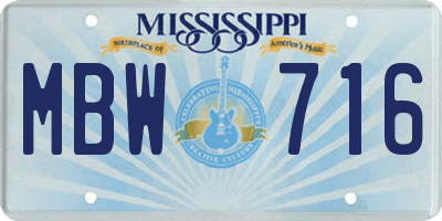MS license plate MBW716