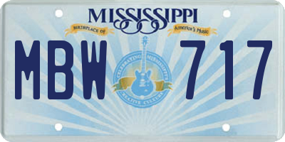 MS license plate MBW717