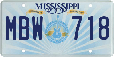MS license plate MBW718