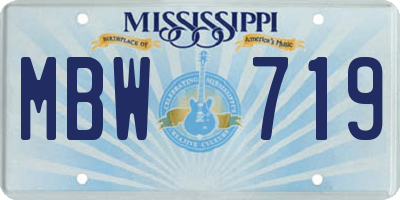 MS license plate MBW719