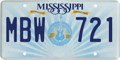 MS license plate MBW721