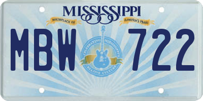 MS license plate MBW722