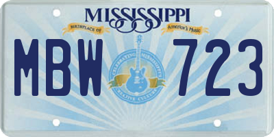 MS license plate MBW723