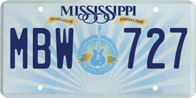 MS license plate MBW727