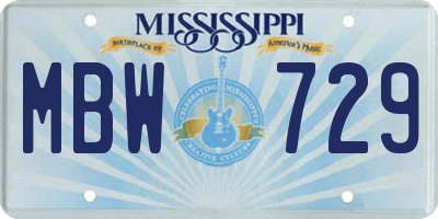MS license plate MBW729