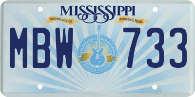MS license plate MBW733