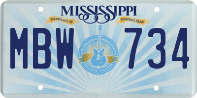 MS license plate MBW734