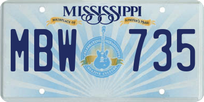 MS license plate MBW735