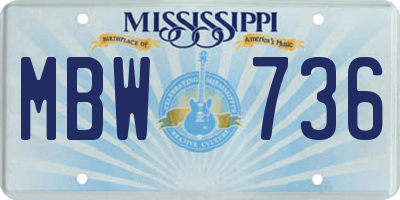MS license plate MBW736