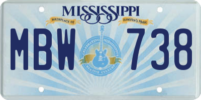 MS license plate MBW738