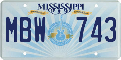 MS license plate MBW743