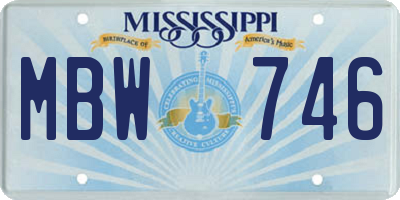 MS license plate MBW746