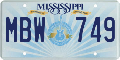 MS license plate MBW749