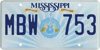 MS license plate MBW753