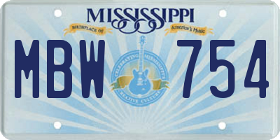 MS license plate MBW754