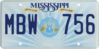 MS license plate MBW756