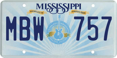MS license plate MBW757