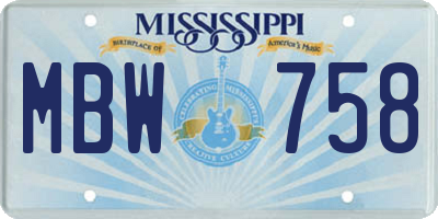 MS license plate MBW758