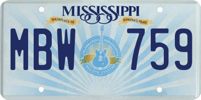MS license plate MBW759