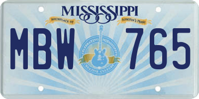 MS license plate MBW765