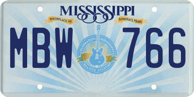 MS license plate MBW766