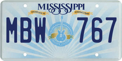 MS license plate MBW767