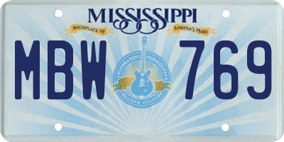 MS license plate MBW769