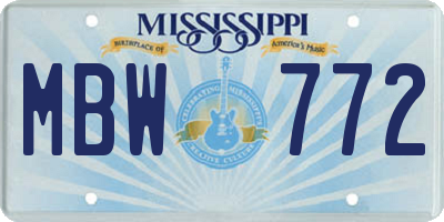 MS license plate MBW772
