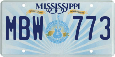 MS license plate MBW773