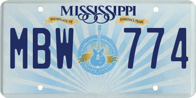 MS license plate MBW774