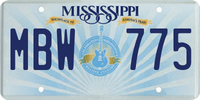MS license plate MBW775