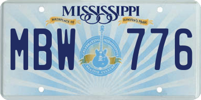 MS license plate MBW776