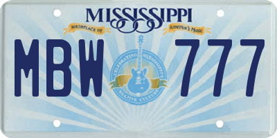 MS license plate MBW777