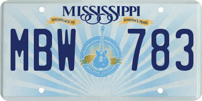 MS license plate MBW783