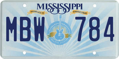 MS license plate MBW784