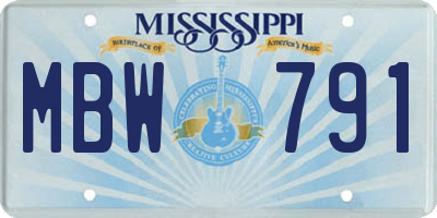 MS license plate MBW791