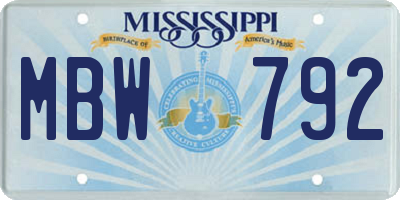 MS license plate MBW792
