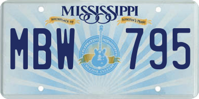 MS license plate MBW795