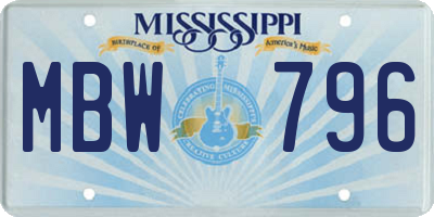 MS license plate MBW796