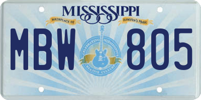 MS license plate MBW805