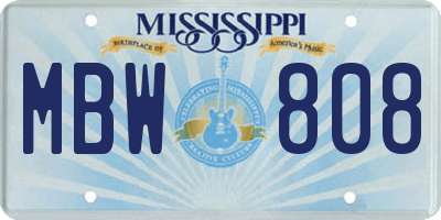 MS license plate MBW808