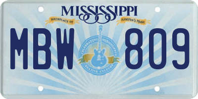 MS license plate MBW809
