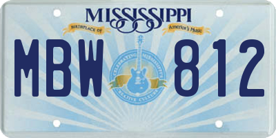 MS license plate MBW812