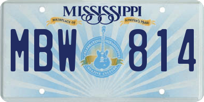 MS license plate MBW814