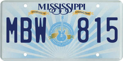 MS license plate MBW815